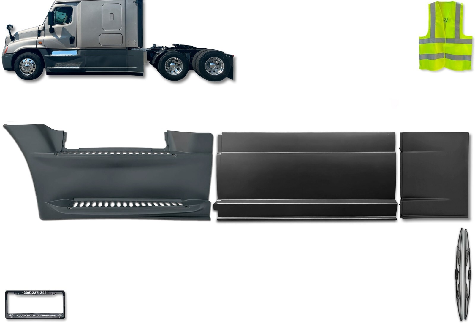Front, Middle & Rear Fairing Panel Set Left Freightliner Cascadia 2008-2017 125
