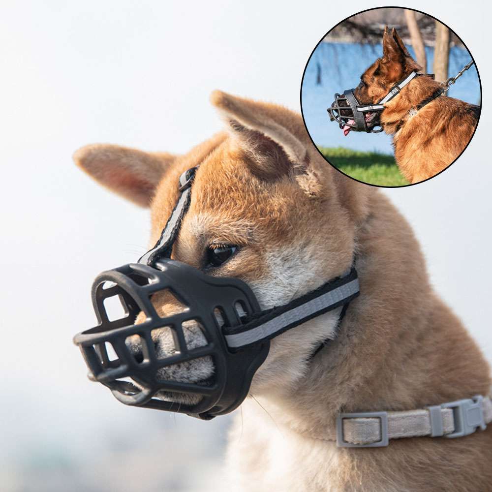 Adjustable Pet Dog No Bite Muzzle Cage Mouth Rubber Basket Cover For S L XXL USA