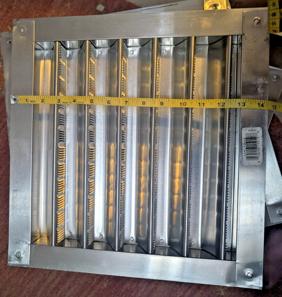 Master Flow DA1212 Metallic Aluminum Wall Louver 14.75" W x 14.5" L   x 7/8" D