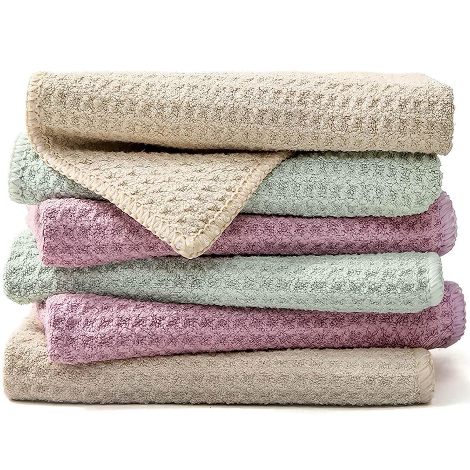 EubooTree Barista Towels 6 Pack, Microfiber 6-Pack, Purple/Light Green/Khaki