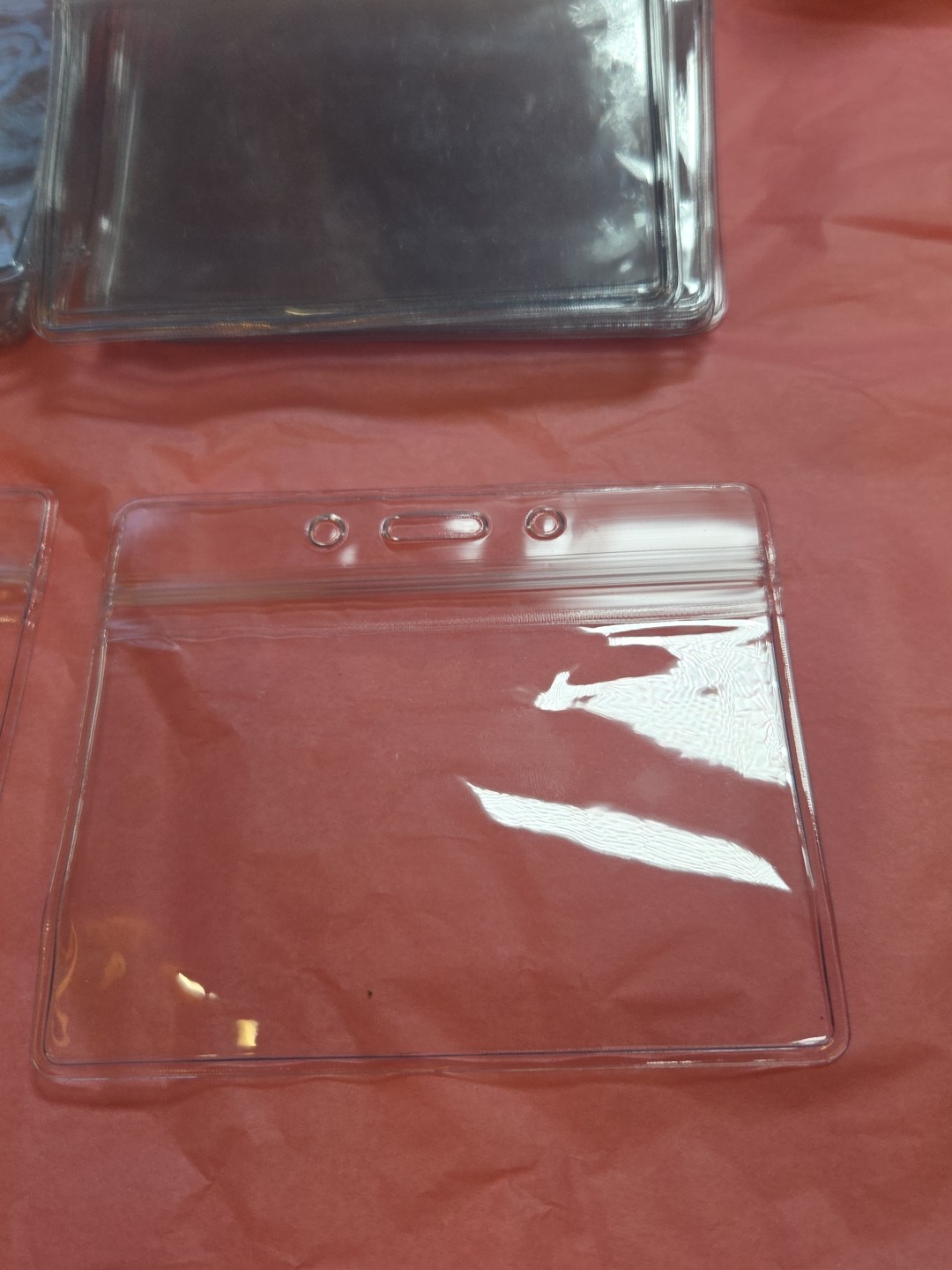 30 Clear Plastic Card Protectors / Badge Holders – Horizontal ID Sleeve Lot