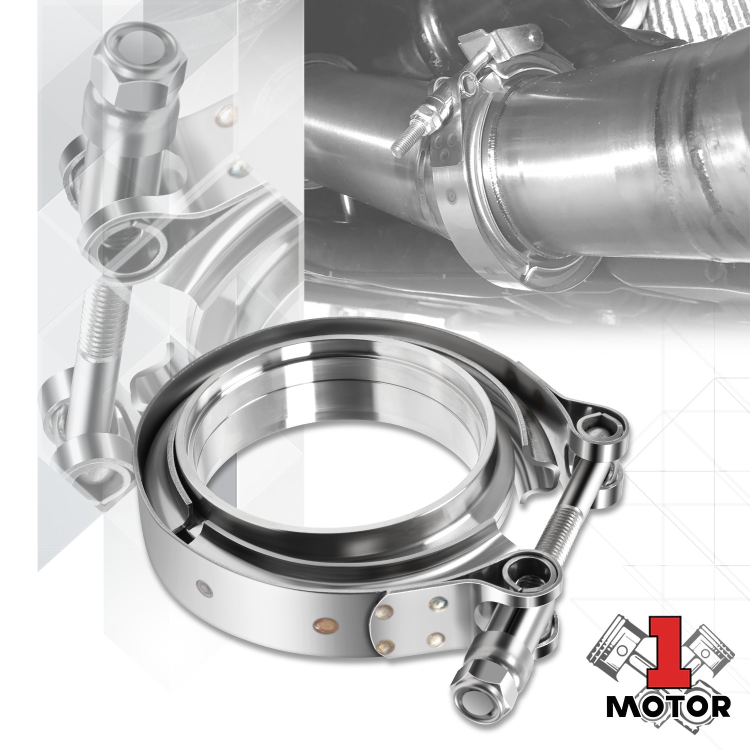 3" OD V-Band Turbo Exhaust Clamp 3" Flange Male Female Set 304 Stainless Steel