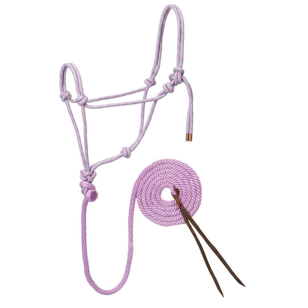 Hand Knotted Lavender Mint Gray Rope Halter with Removable Lead for Sports