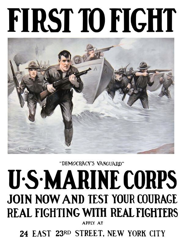 World War One US Marines First to Fight NEW Steel Sign 30x40" XXL Size