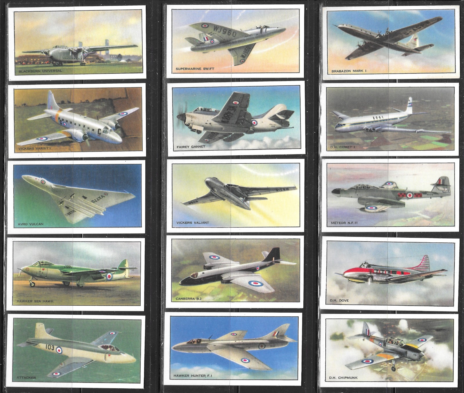 Vintage Aviation "Tobacco" Cards, "Modern British Aircraft", Complete Set of 24