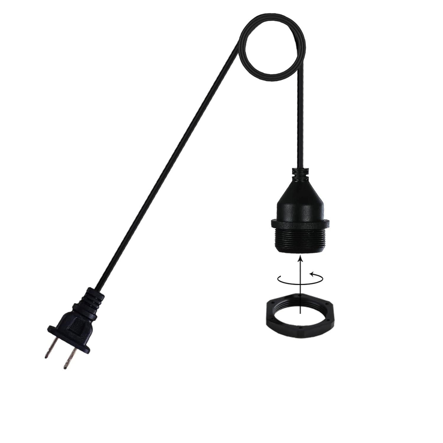 Enchufe con Casquillo Impermeable E26 E27 Cable 3 Metros Luz Exterior Temporal
