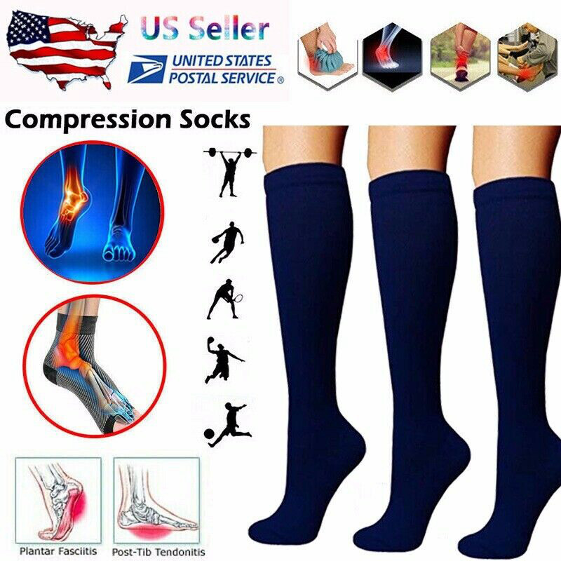 3Pares- Medias Calcetines De Compresion Para Hombres Y Mujeres Best - 20-30 Mmhg