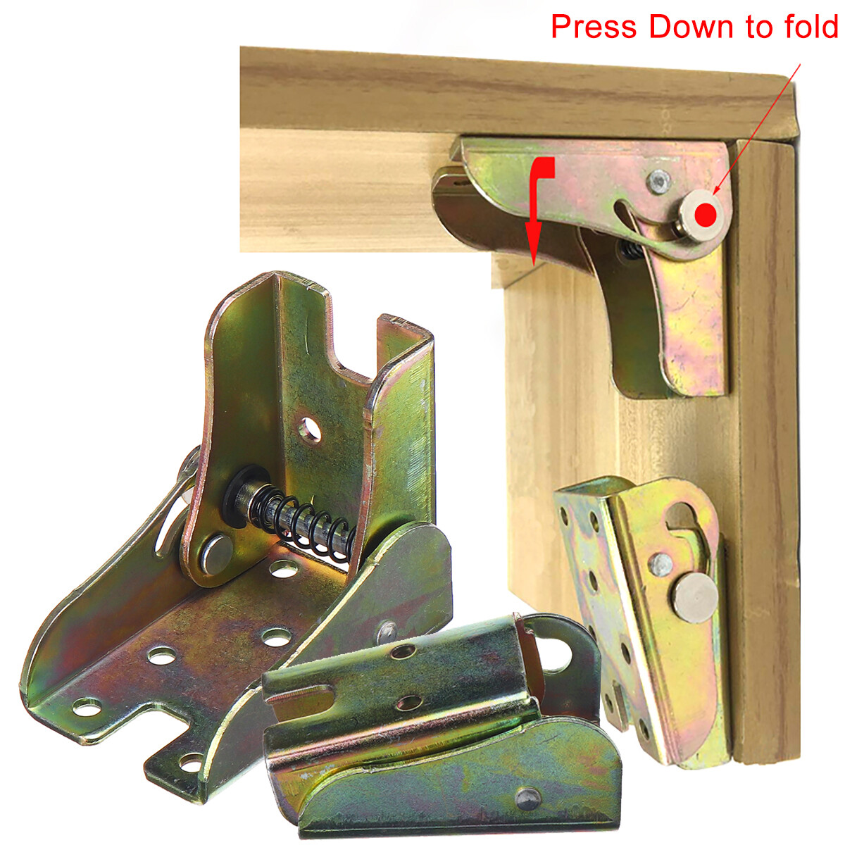 4x Folding Table Chair Leg Hinges 90 Degree Self-Locking Bracket Hinge Hardware