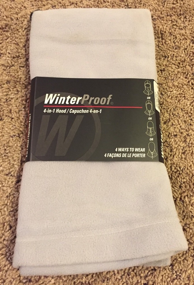 NEW MENS GRAY HOOD SCARF 4 IN 1 HOOD BY WINTER PROOF VERSATIL WARM RETAIL $20