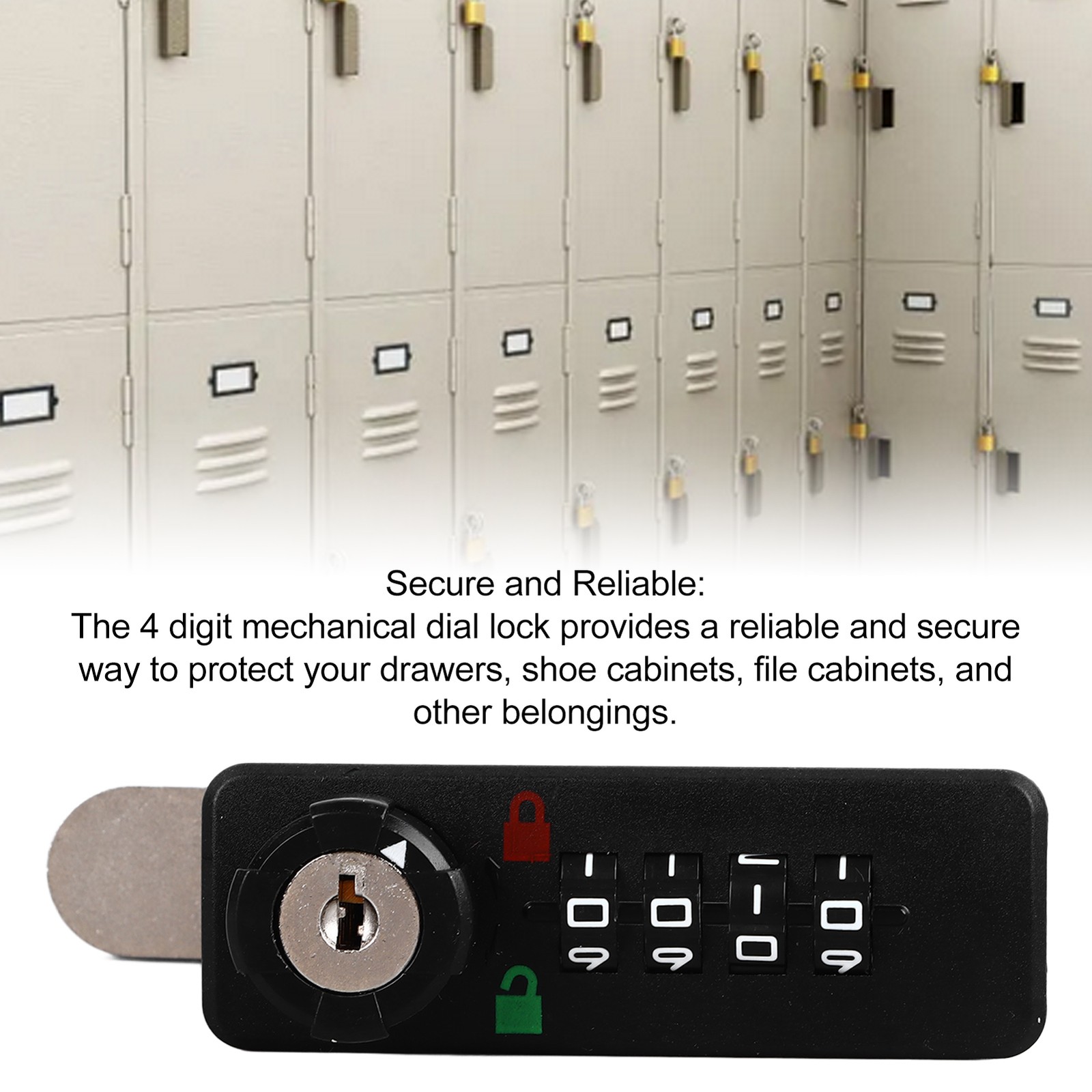 4 Digit Mechanical Dial Combination Lock For Secure Cabinet Protection Premium