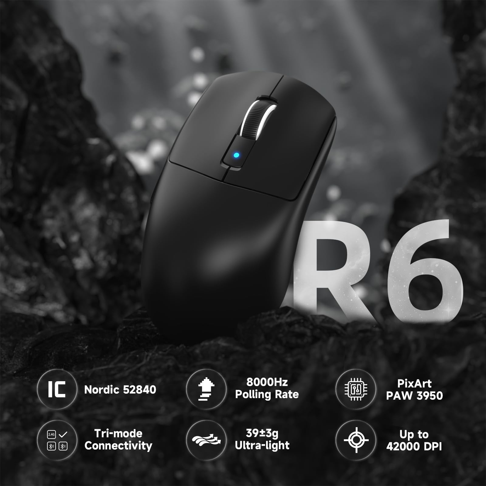 Attack Shark R6 39g Wireless 8K Mouse Black
