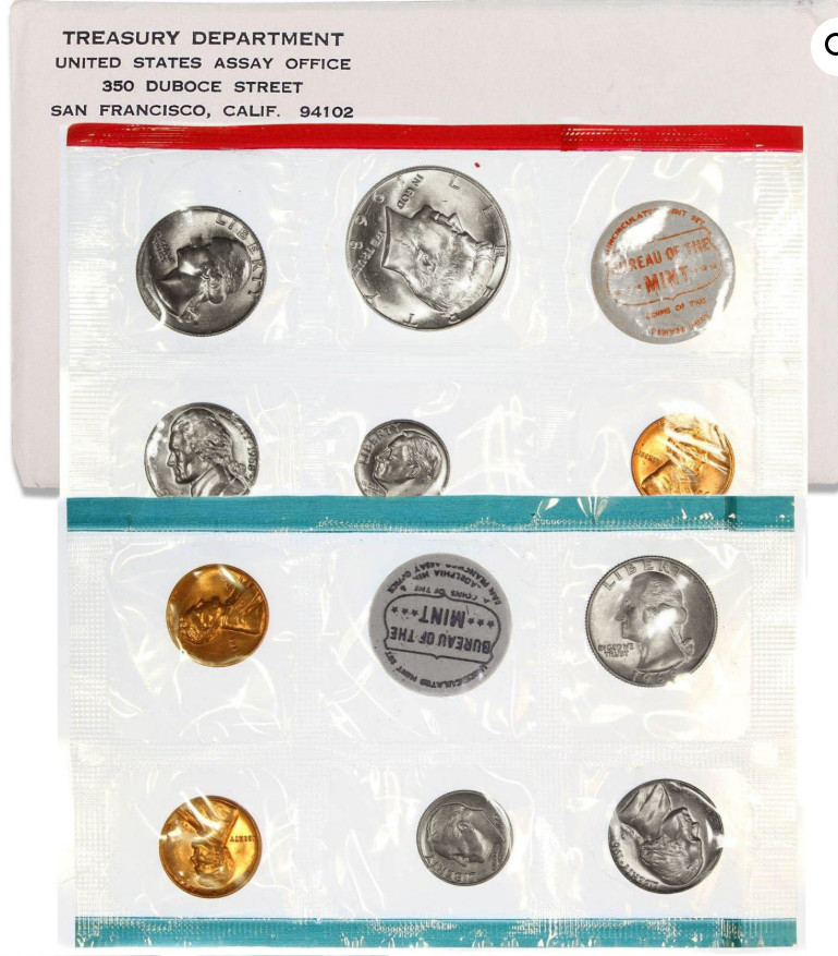 1968 U.S. Mint P&D Uncirculated Coin Set with 40% Silver Half Dollar Box 179