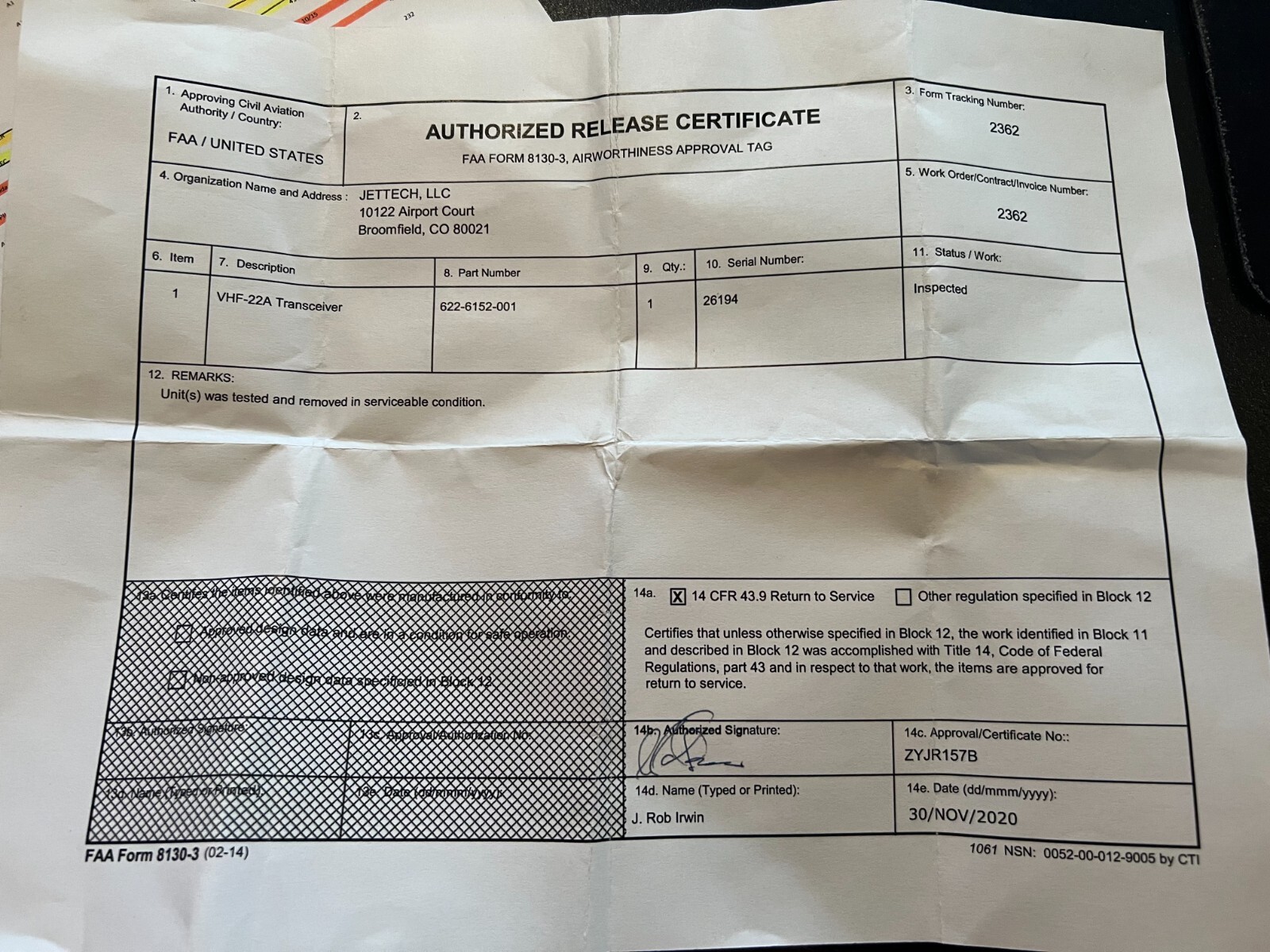 Air Data Control 792-6672-002, 590A3H