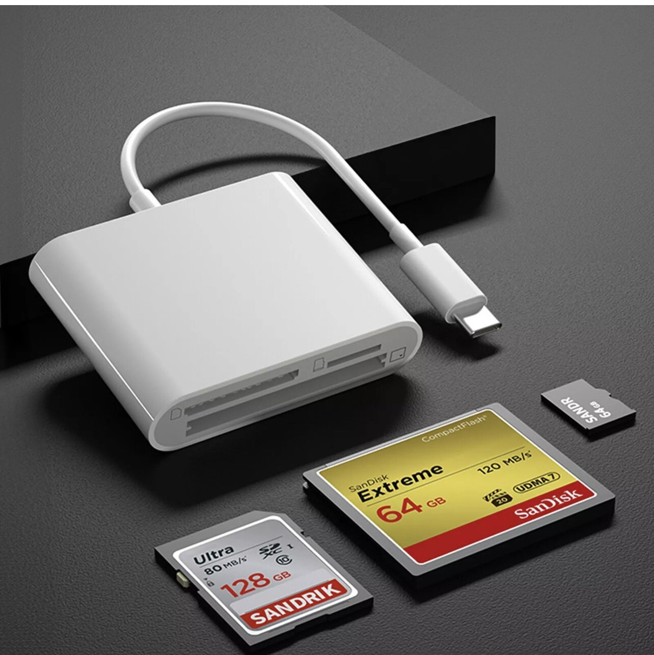 CF SD Card Reader USB Compact Flash Card Reader 3-Slot Memory Card - A0048