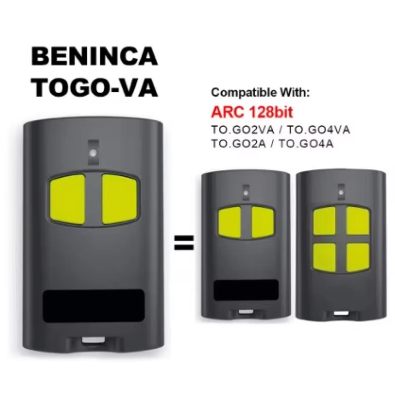 BENINCA 2 BUTTON ARC 128 GARAGE DOOR GATE REMOTE CLICKER CONTROL TO.GO 2 AK