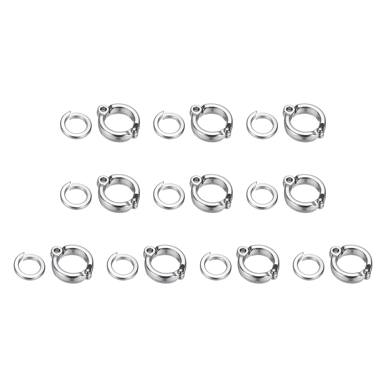 Bird Foot Rings Parrot Metal Leg Ring 14.5mm/0.57" ID Silver Tone 10 Set