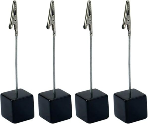 4Pcs Black Memo Clip Holders Stand with Alligator Clasp Pictures Card Paper