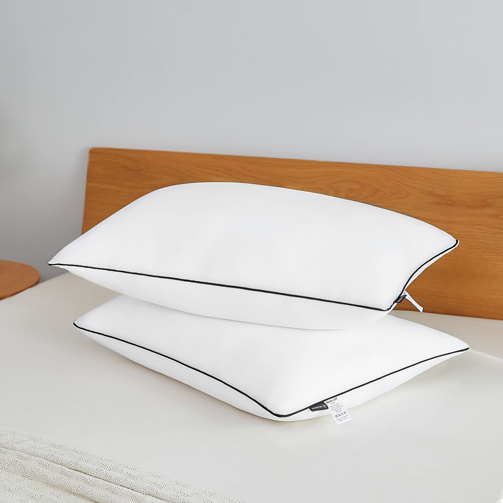 BLACK WHITE - ACANVA BED PILLOWS FOR SLEEPING 2 PACK KING (Pack of 2)