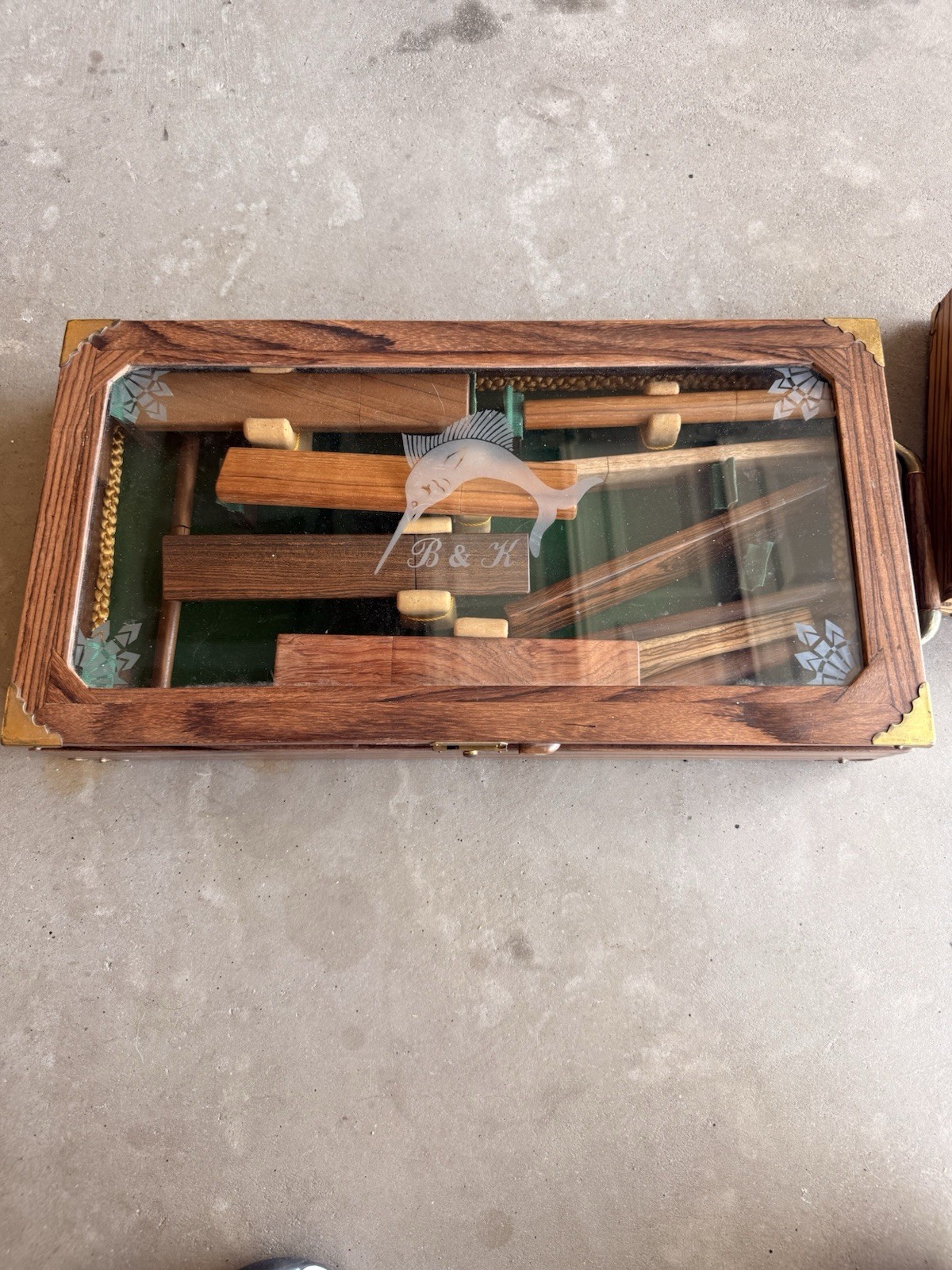 B & H 17-Piece Knife Set, Wood Handles Steel Blades, Wood Display Case.