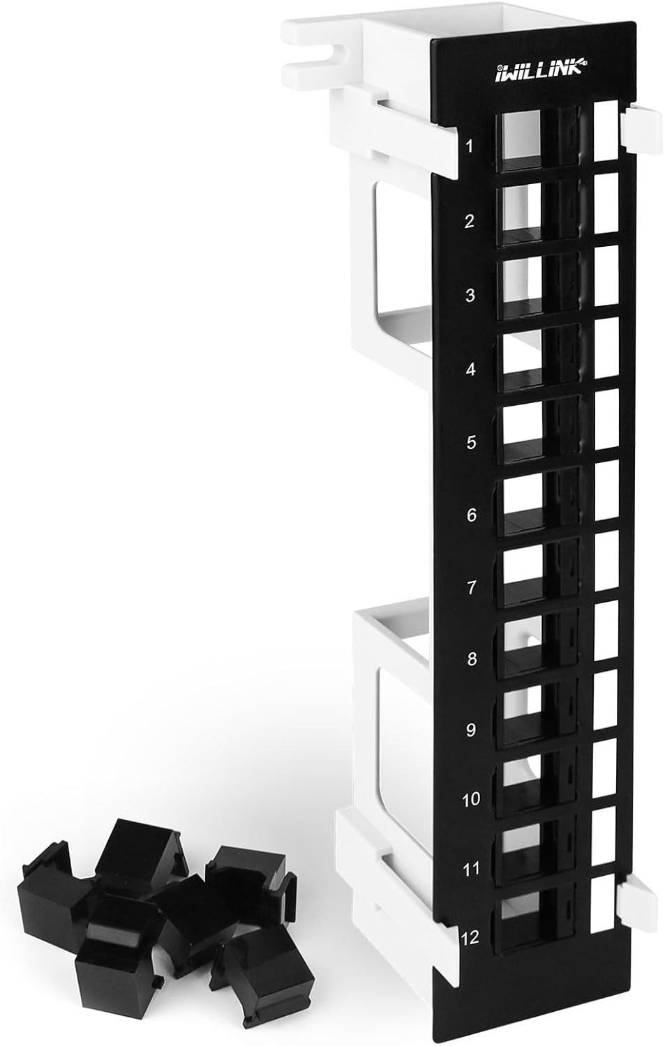 Blank 12-Port Keystone Patch Panel with 89D Wall Mount Bracket | Cat6 RJ45 Patch