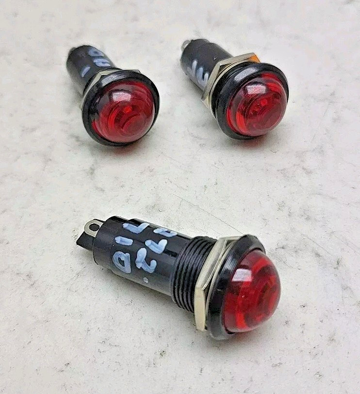 3 Pack Panel Mount Jumbo Neon Lamp Assembly Red Lens 272-710