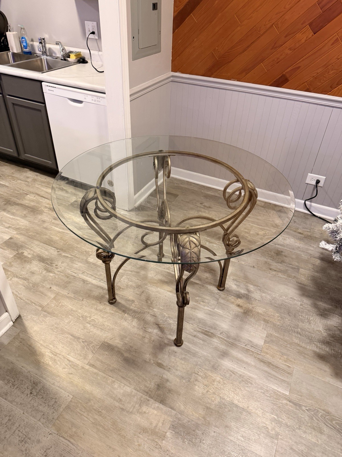 Glass Top Dining Table Set w/ 4 Chairs – Metal Frame – Local Pickup Only
