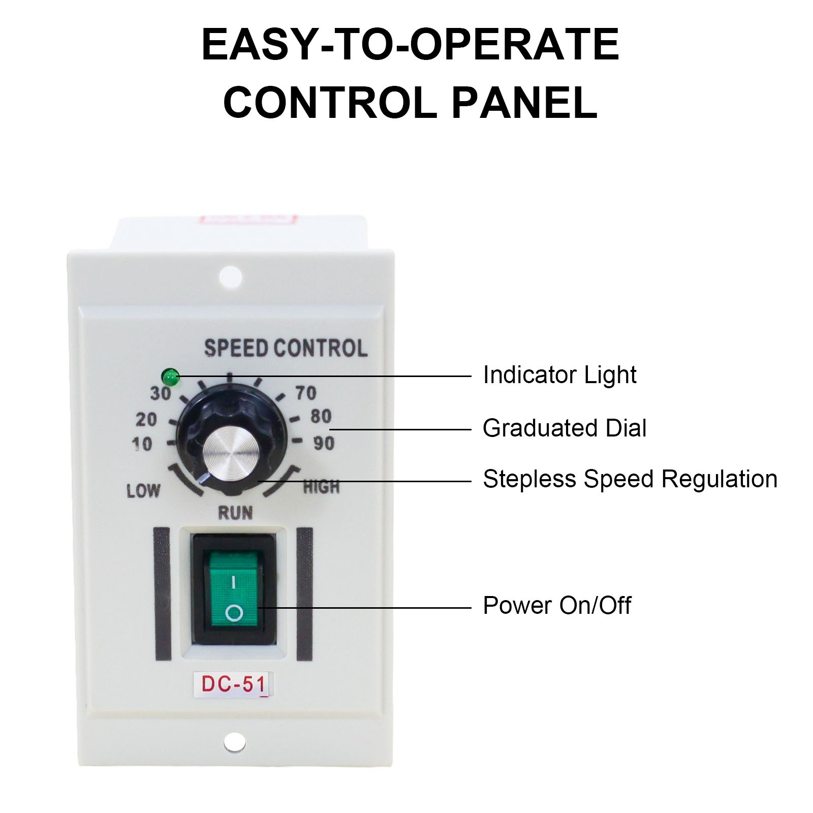 DC 0-90V Knob Motor Speed Controller Variable Adjustable Speed AC 110V Input 2PC