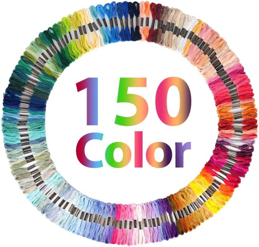 150 Color Embroidery Floss Skeins for Crafting, Cross Stitch, and Bracelets