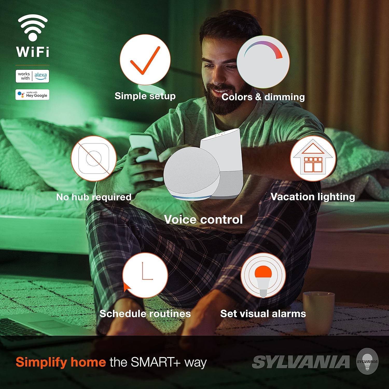 Sylvania Smart WiFi LED Bulb 9W Multi Color E26 4-Pack Alexa/Google Bluetooth