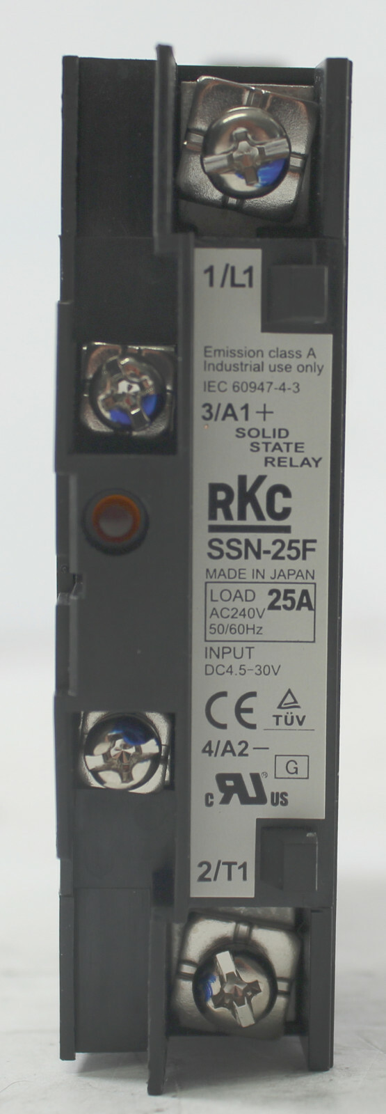 RKC SSN-25F 25A 240VAC, 4.5-30VDC Input DIN Rail Mount Solid State Relay