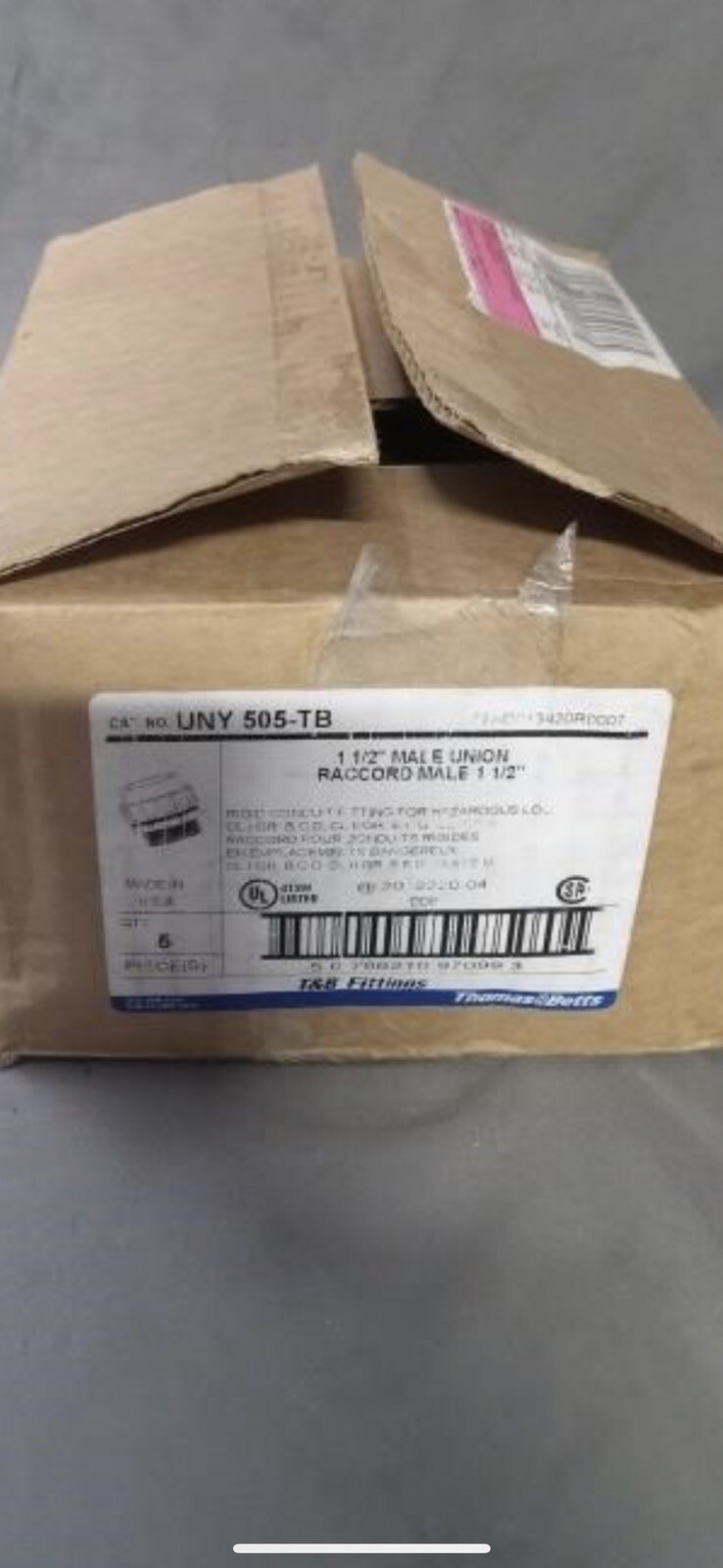 UNY 505-TB THOMAS AND BETTS 1-1/2” MALE UNION RIGID CONDUIT FITTINGS LOT OF 5