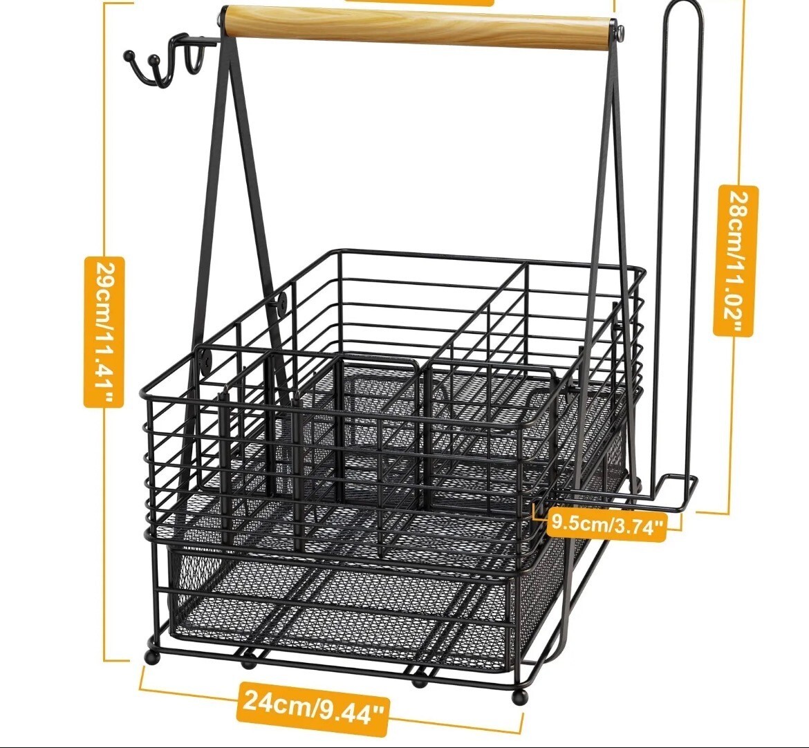Picnic Caddy and Grill Utensil Caddy Adjustable Compartment Storage with Drawer
