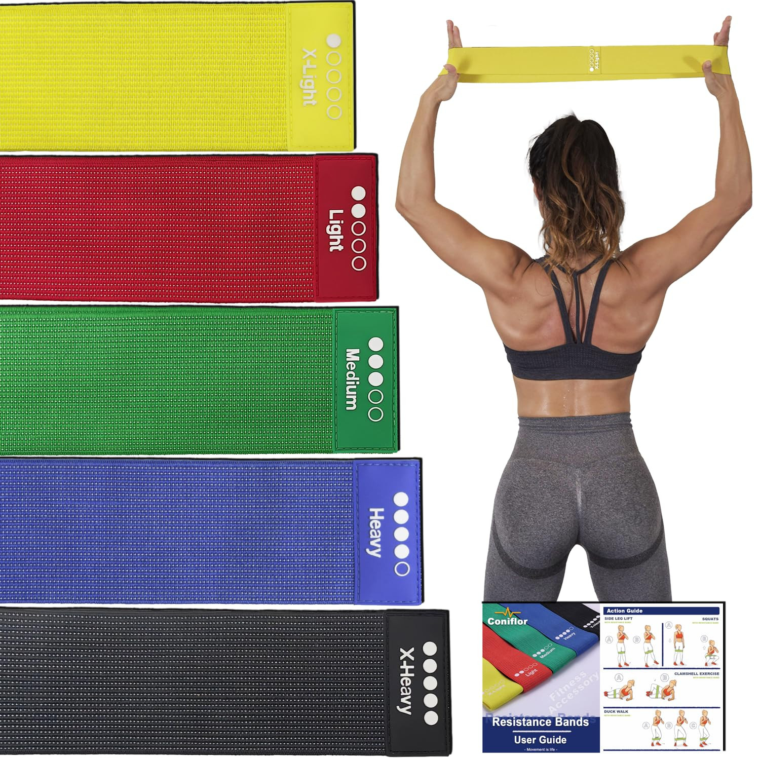Resistance Bands for Working Out - 5 Exercise Bands Set with Workout Guide - ...