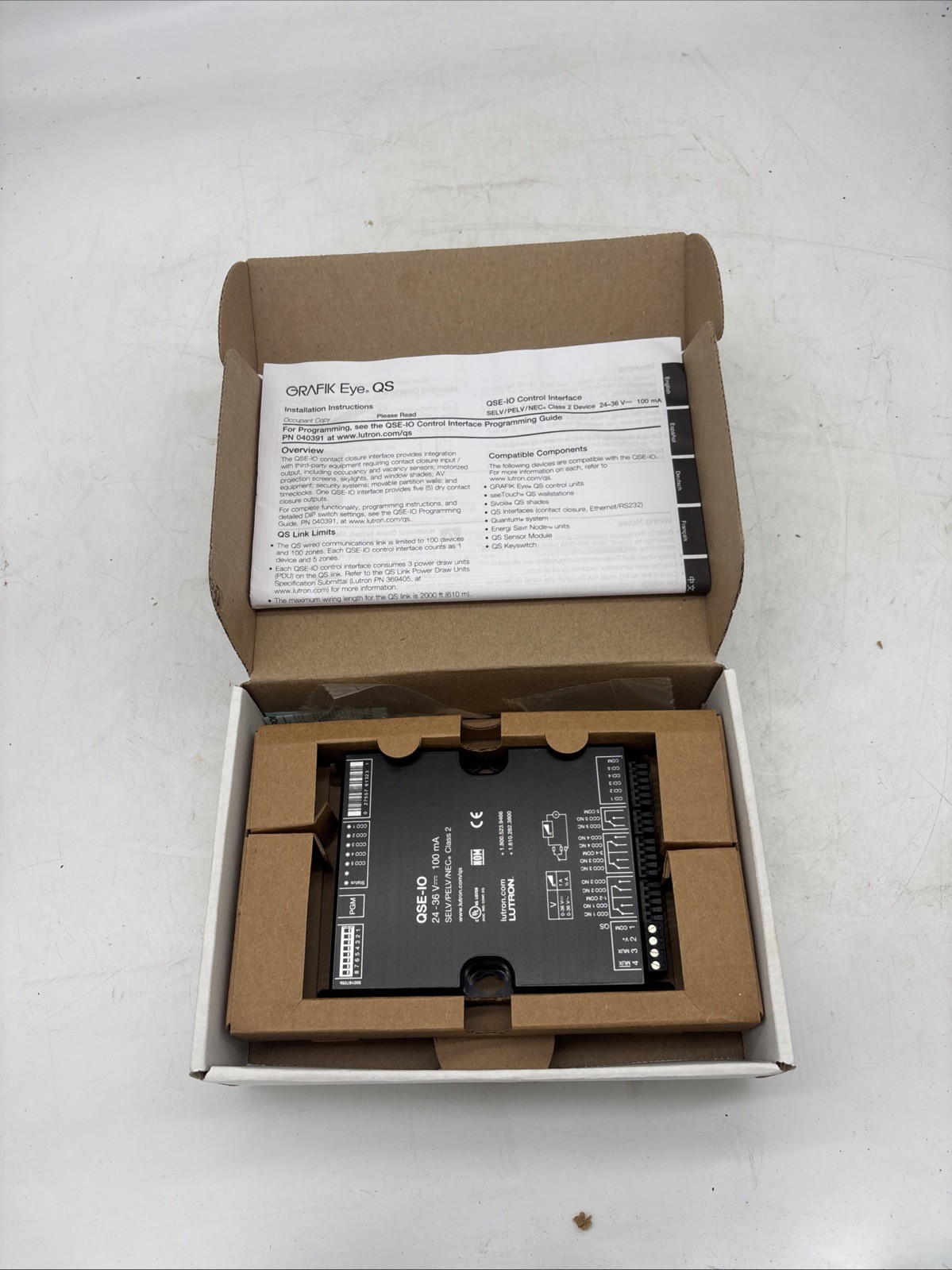 Lutron Grafik System QSE-IO Interface 24V Lighting Control Interface Module