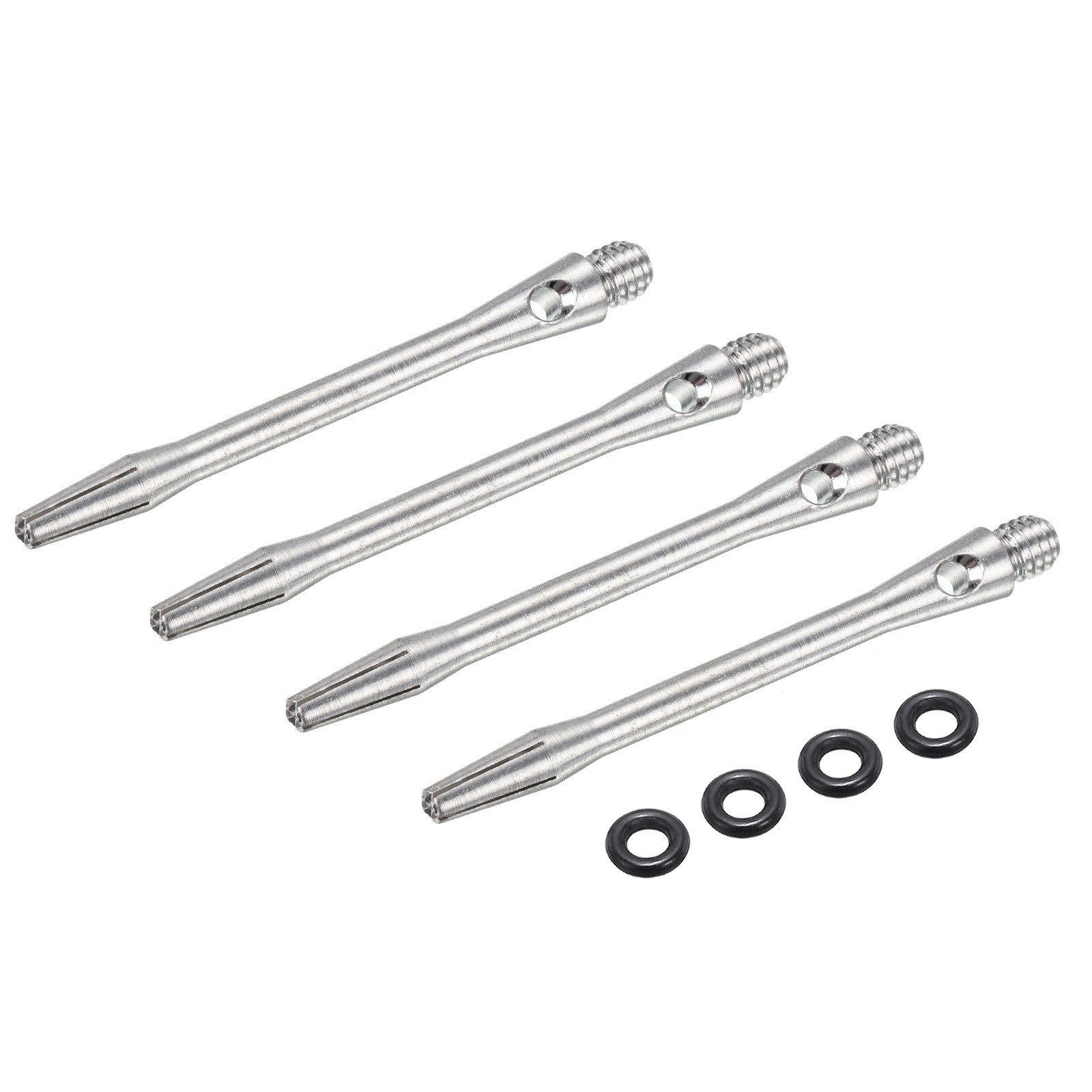 4Pcs 2BA Aluminum Dart Shafts for Steel Tip with Rubber Rings, 48mm Silver