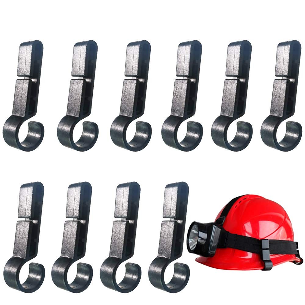 10 Pack Helmet Clips for Hard Hat Headlamp Mount Narrow Edge Helmets