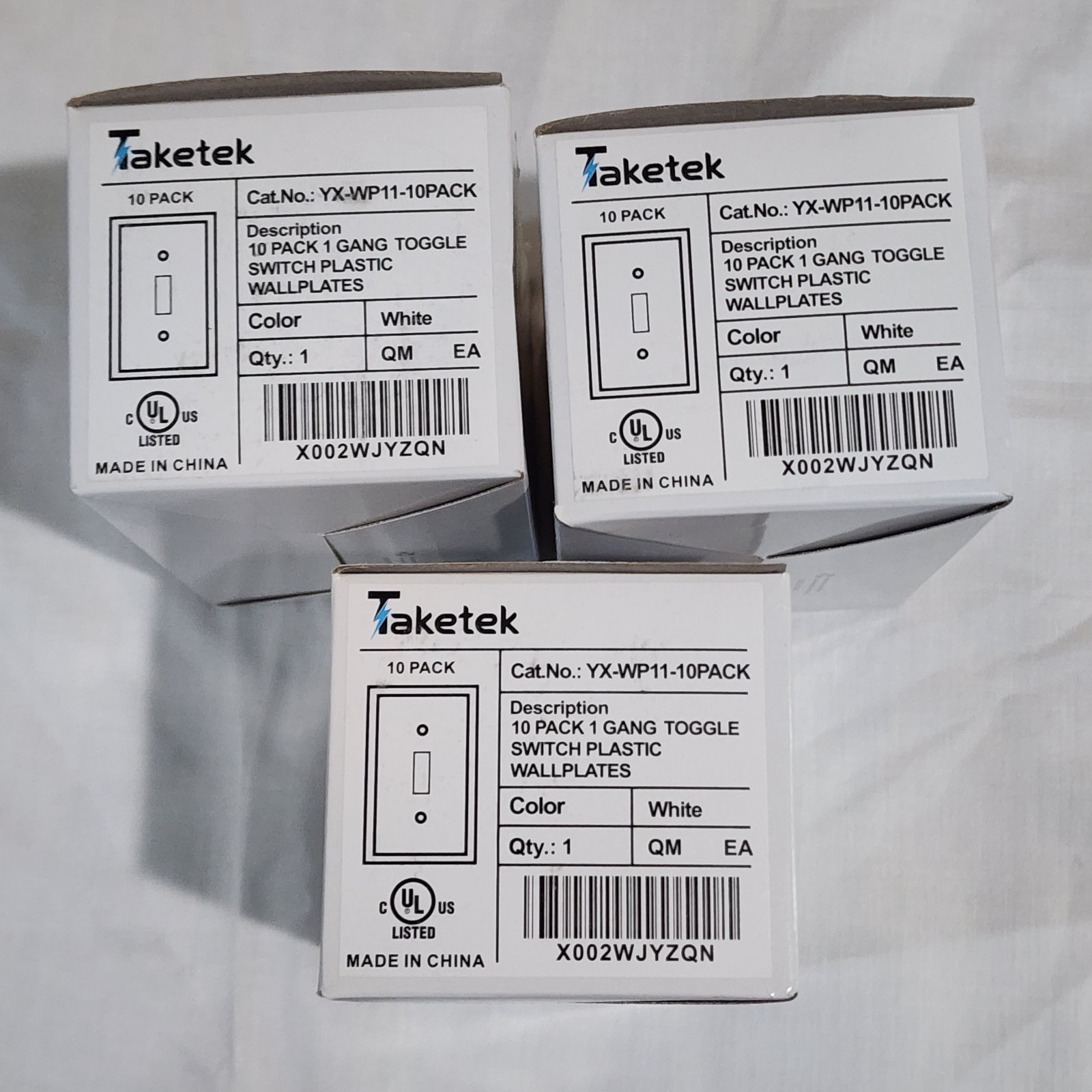 TAKETEK Lot Of Three 10-PACKs 1 Gang Toggle Switch Plastic Wallplates