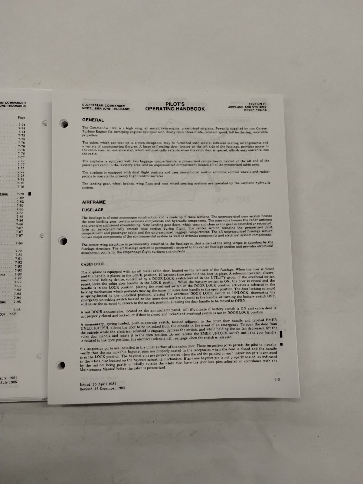 Aero Commander Jetprop Model 695A (1000) Pilots Operating Handbook & Supplements
