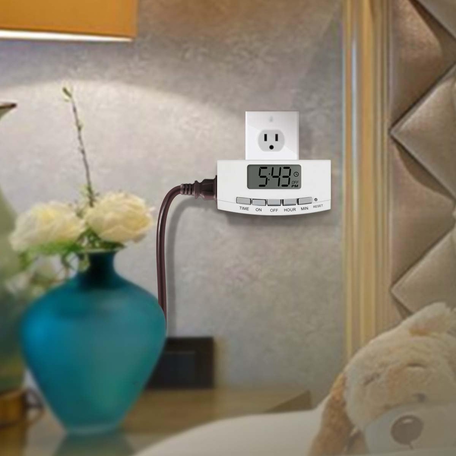 OSKOS 2-Pack Indoor 24-Hour Programmable Indoor Digital Timer with Polarized ...