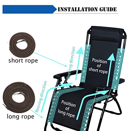 Universal Replacement Bungee Cords for Zero Gravity Chair，Zero 8 Cords Brown