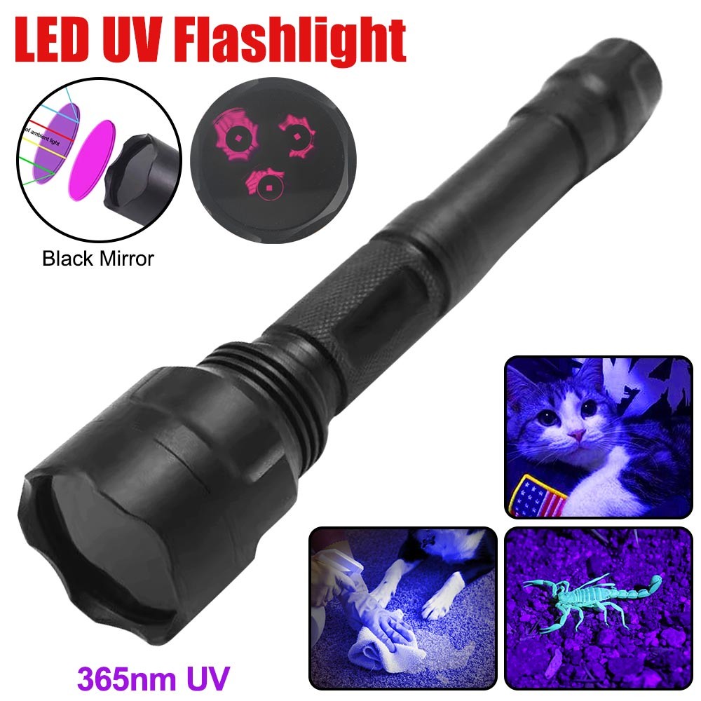 Ultraviolet UV Light 365nM 3LED Flashlight BlackLight Inspect Torch Rechargeable