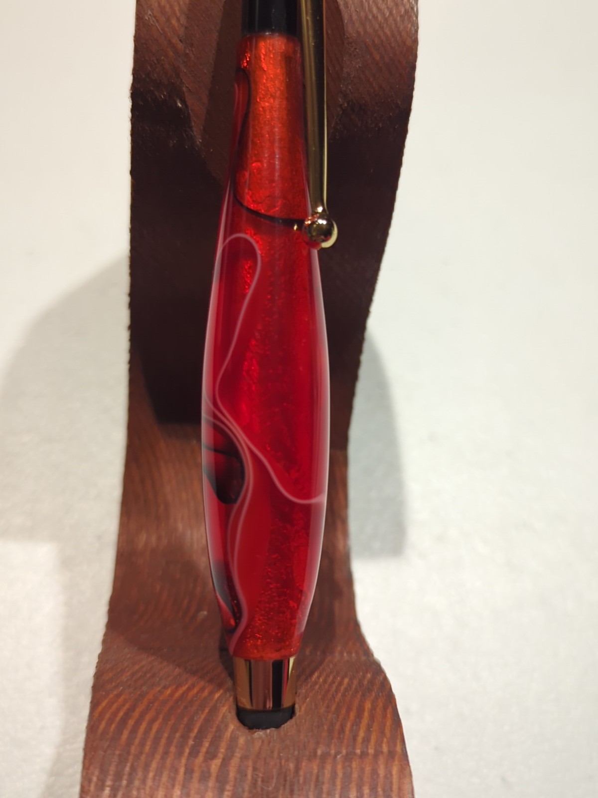 Handmade Acrylic Stylus Red With Gold Trim