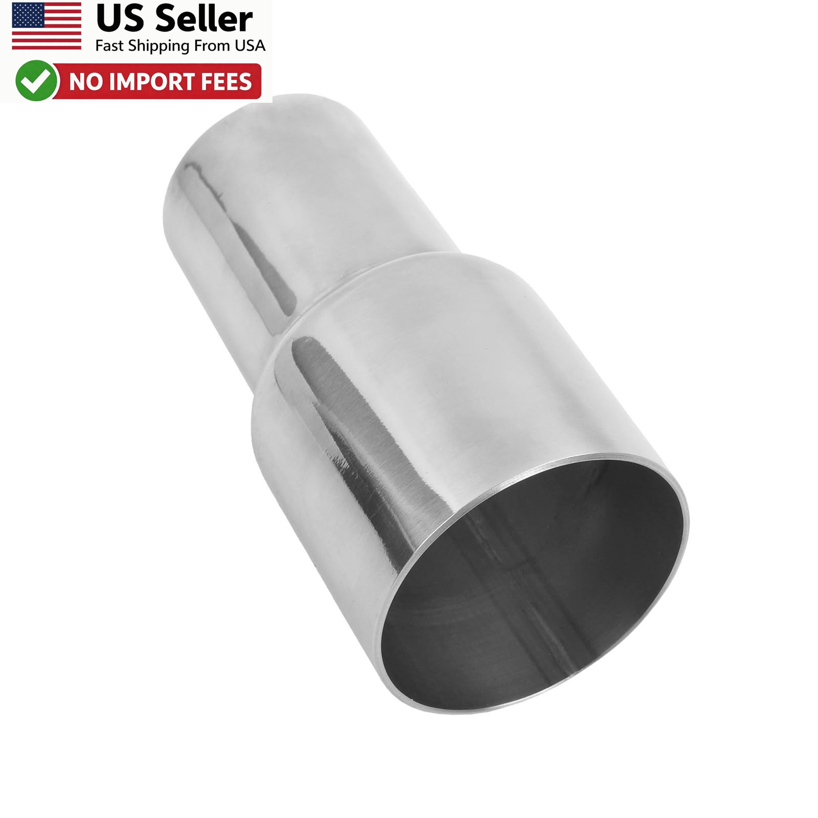 Exhaust Adapter 1.5 to 2 Inch Stainless Steel Polished Connector 4in FROM USA