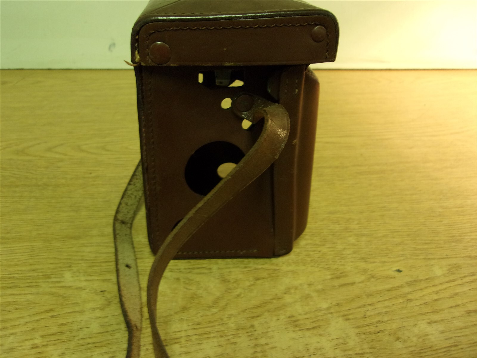 Vintage Brown Leather Rolleiflex Case Bag w/ Strap 5.5"x3"x3.5" *FREE SHIPPING*