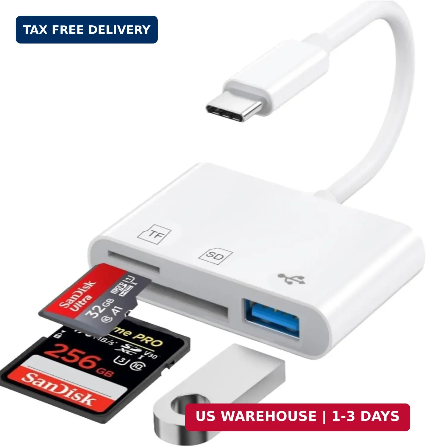 USB C SD Card Reader for iPhone 17/16/15 Series, USB C to Micro SD Memory Card A