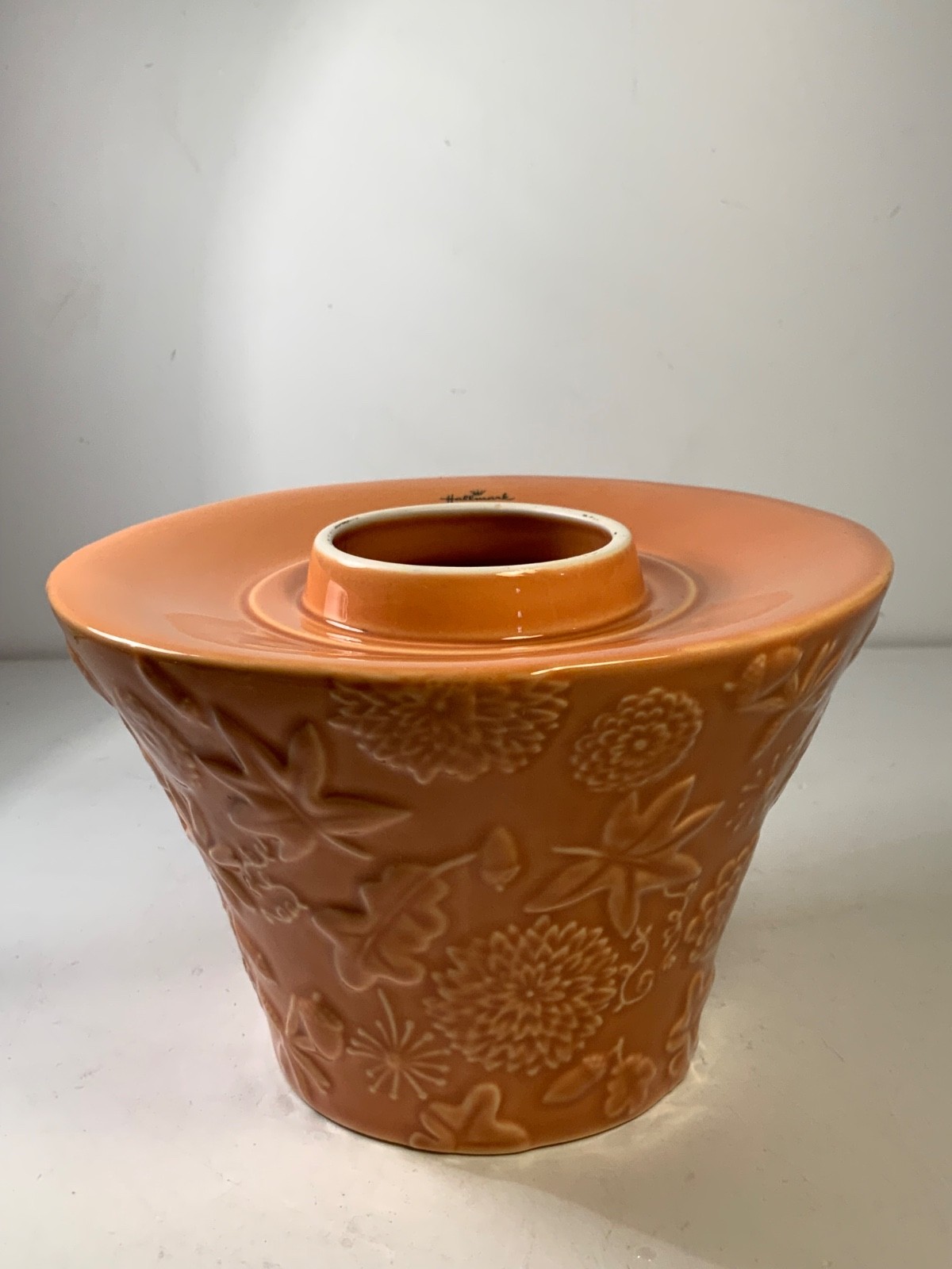 Hallmark Autumn Orange Ceramic Candle Topper 6.75 in.