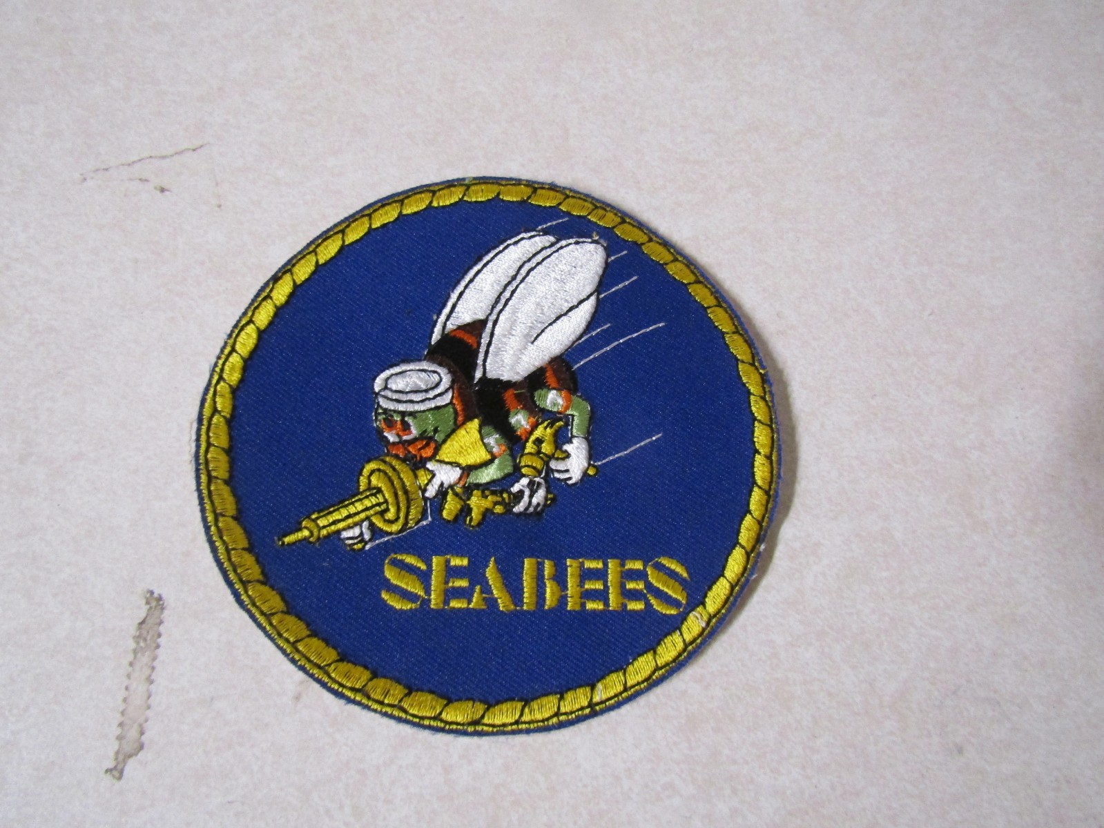 MILITARY PATCH UNITED STATES NAVY SEABEES 4 INCHES ROUND