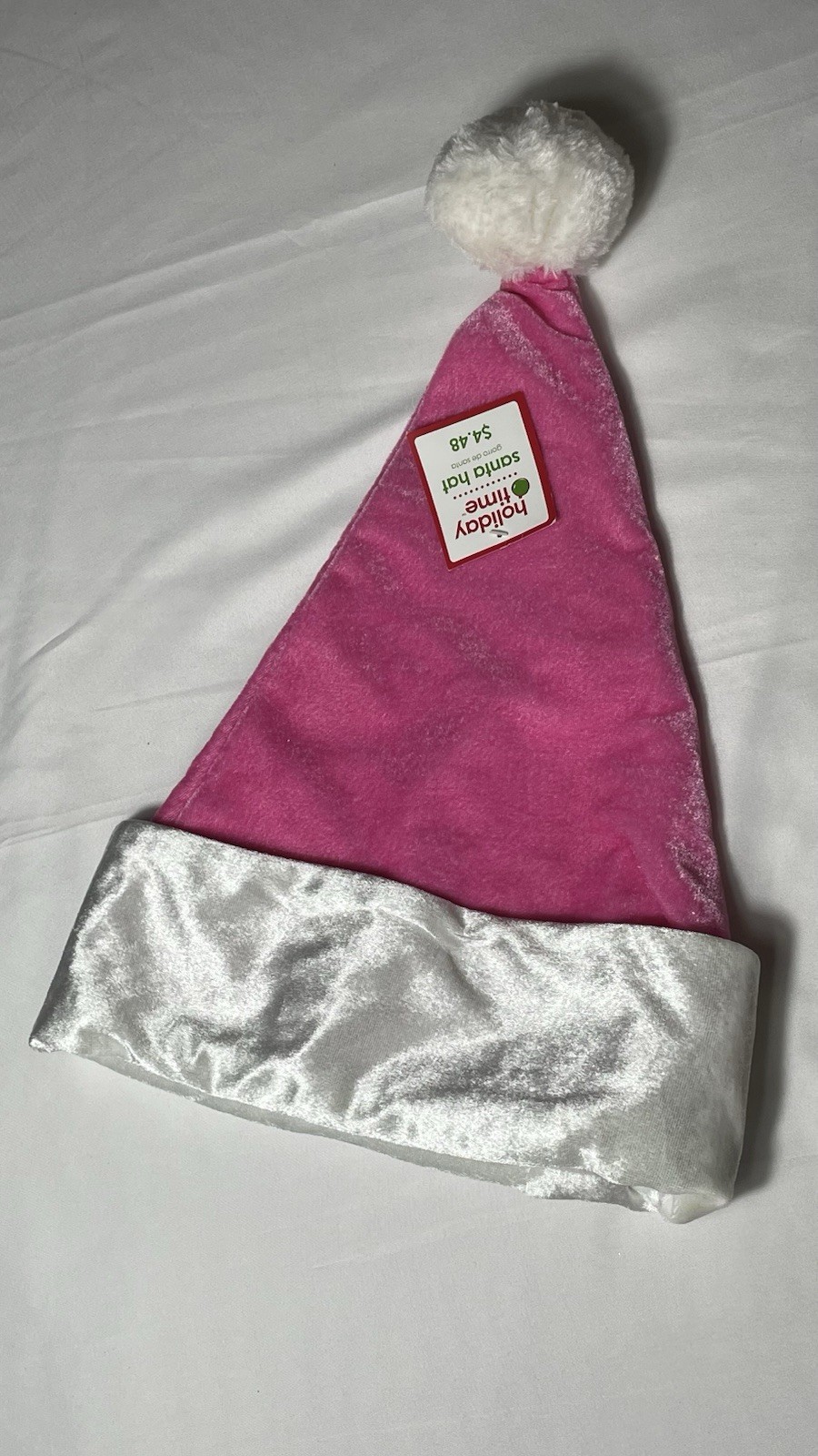 Adult Pink Velour Santa Christmas Hat Holiday Pom Party Cap Costume Accessory