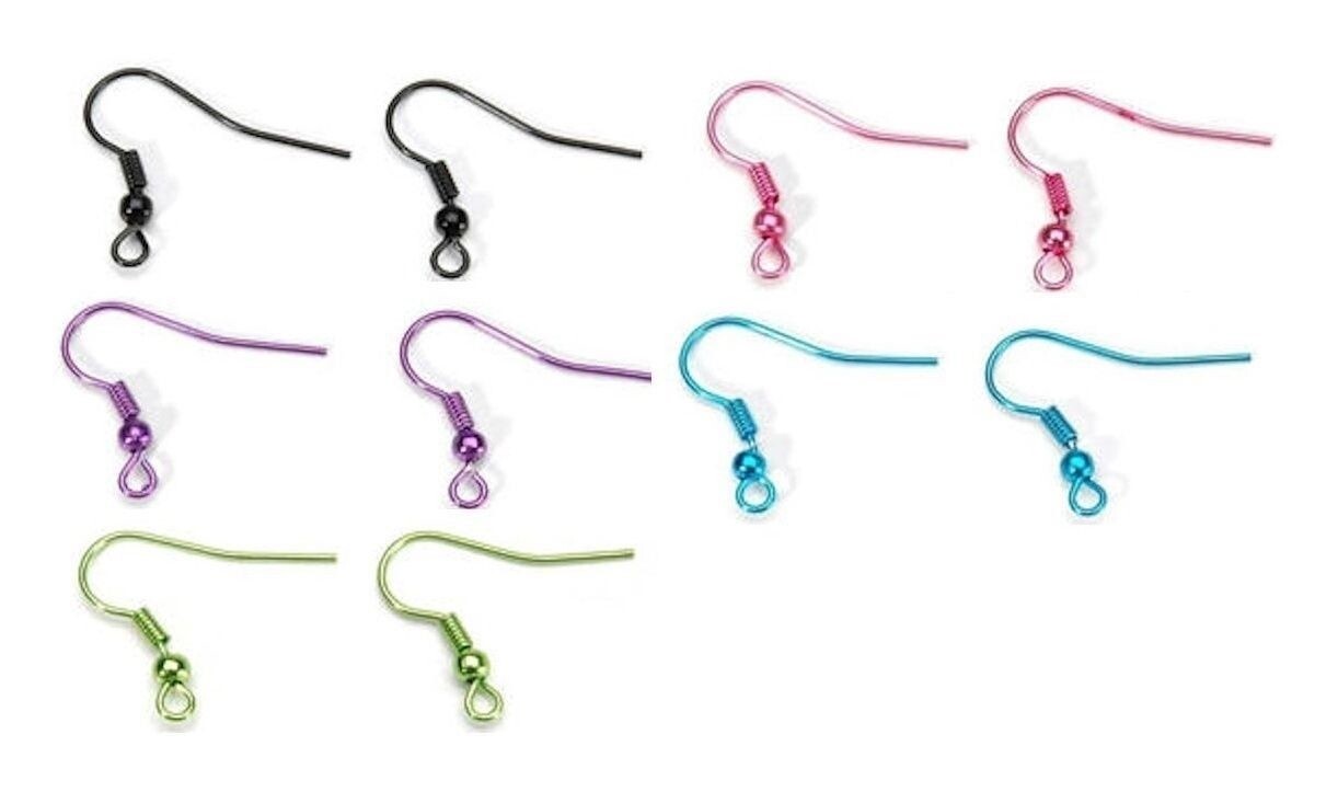 20 French Earwires 19x20mm Ball & Coil Earrings / Hot Pink, Lime OR Black *