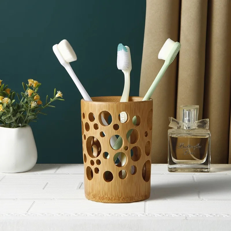 Bamboo Tube Toothbrush Cup Holder Drainage Air Circulation Toothbrush Holder Hom